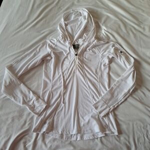 Athleta white ladies hooded shirt size small